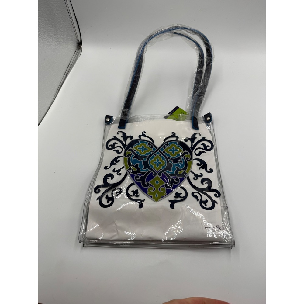 Brighton Summer Heart Tote Small Clear Blue Green PVC Sophia Filigree Bag NWT